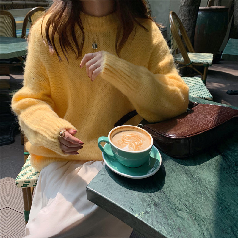 Seoulflash - Pull en maille unie à col rond