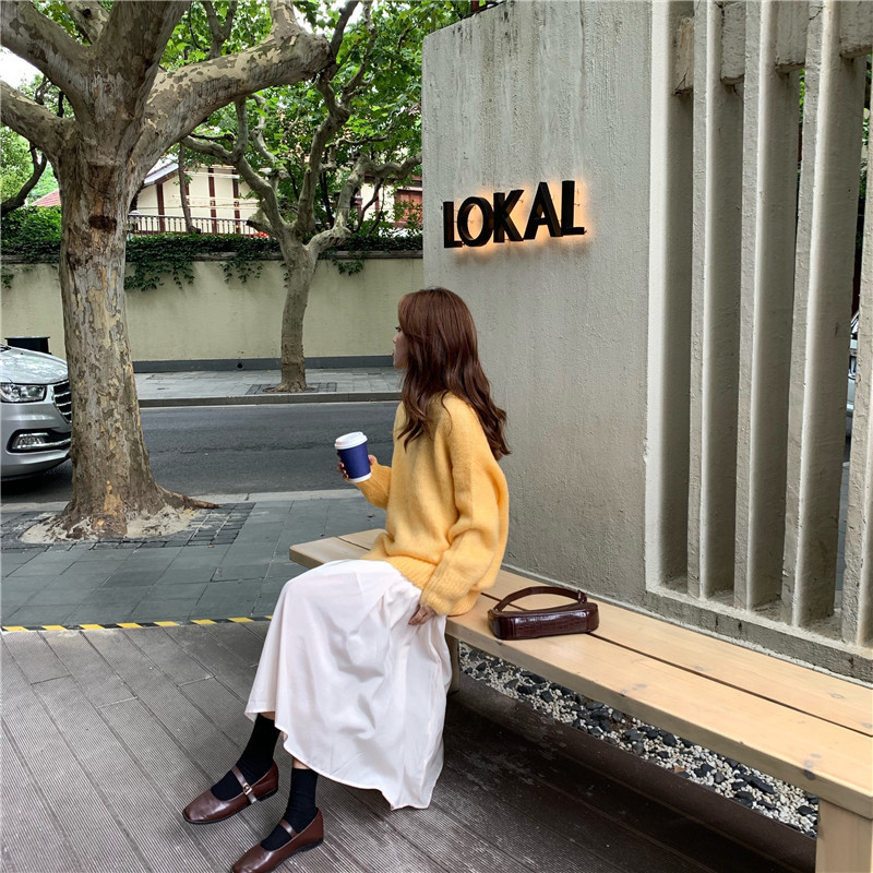 Seoulflash - Pull en maille unie à col rond