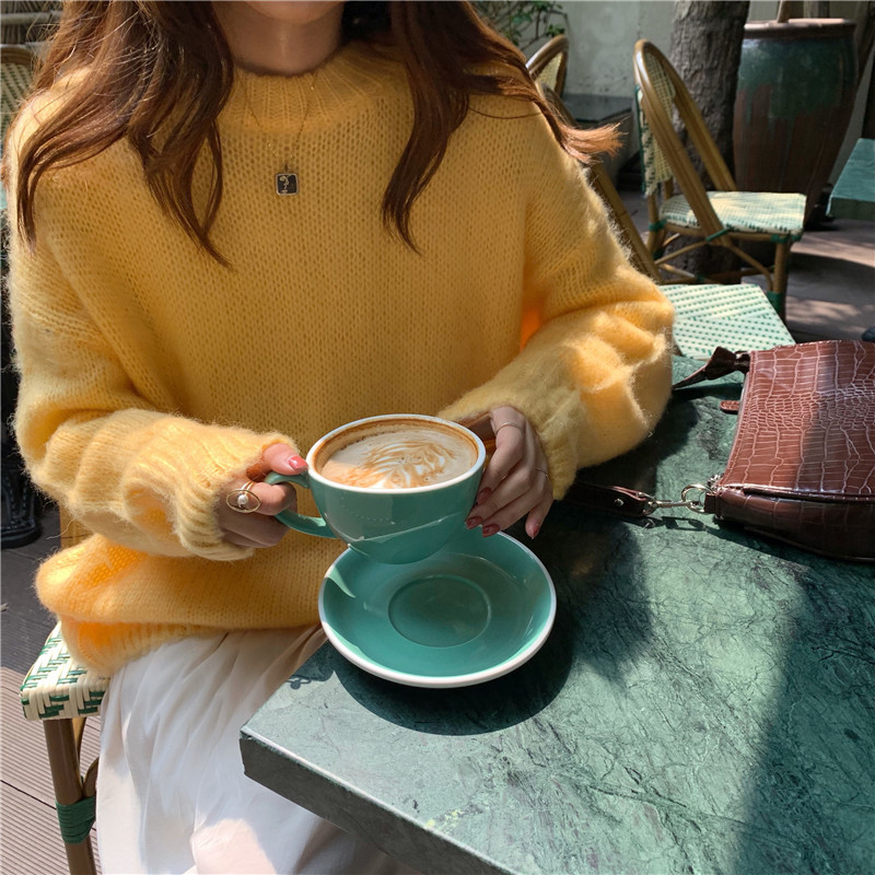 Seoulflash - Pull en maille unie à col rond