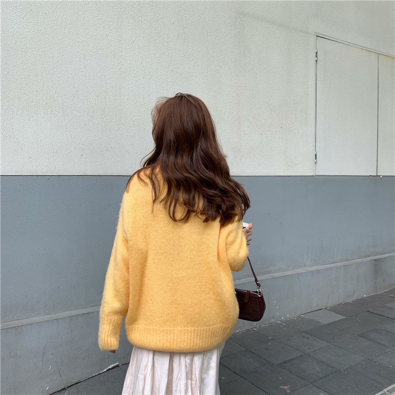 Seoulflash - Pull en maille unie à col rond