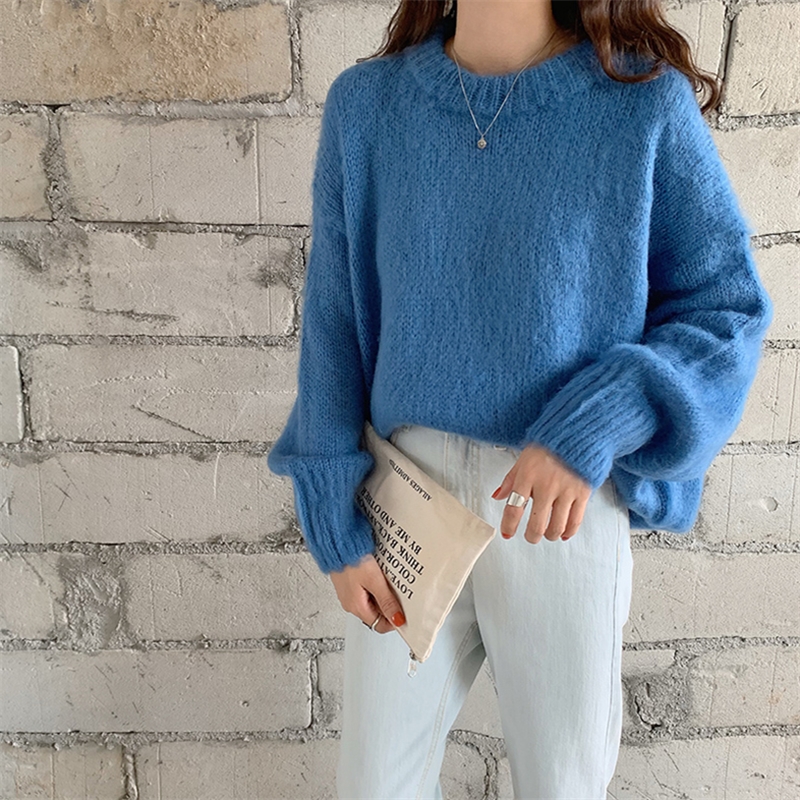 Seoulflash - Pull en maille unie à col rond
