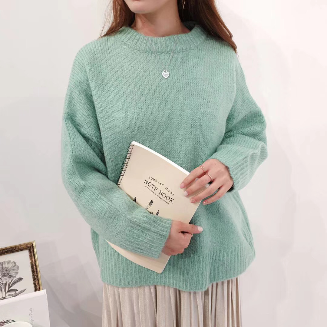 Seoulflash - Pull en maille unie à col rond