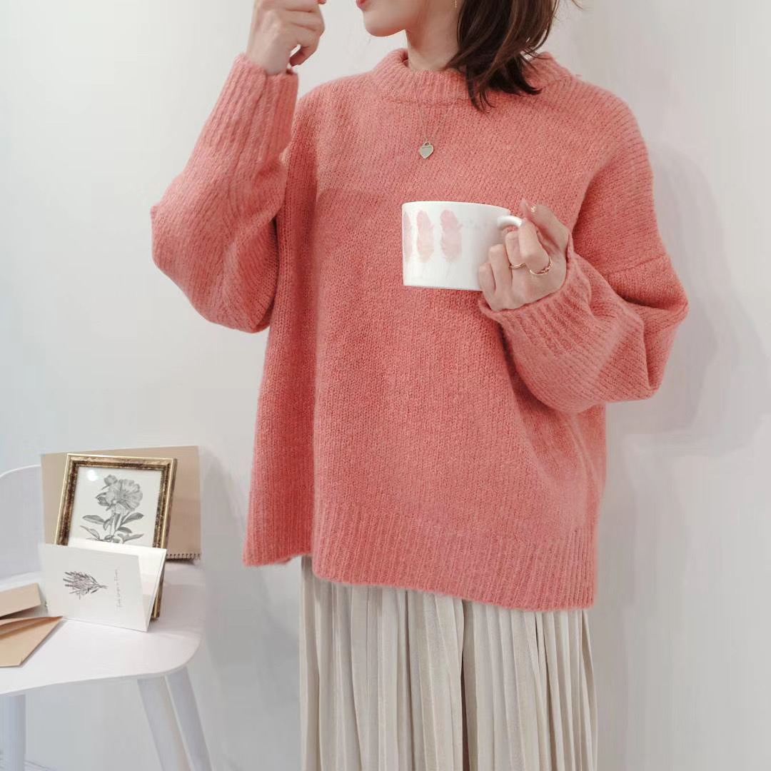 Seoulflash - Pull en maille unie à col rond