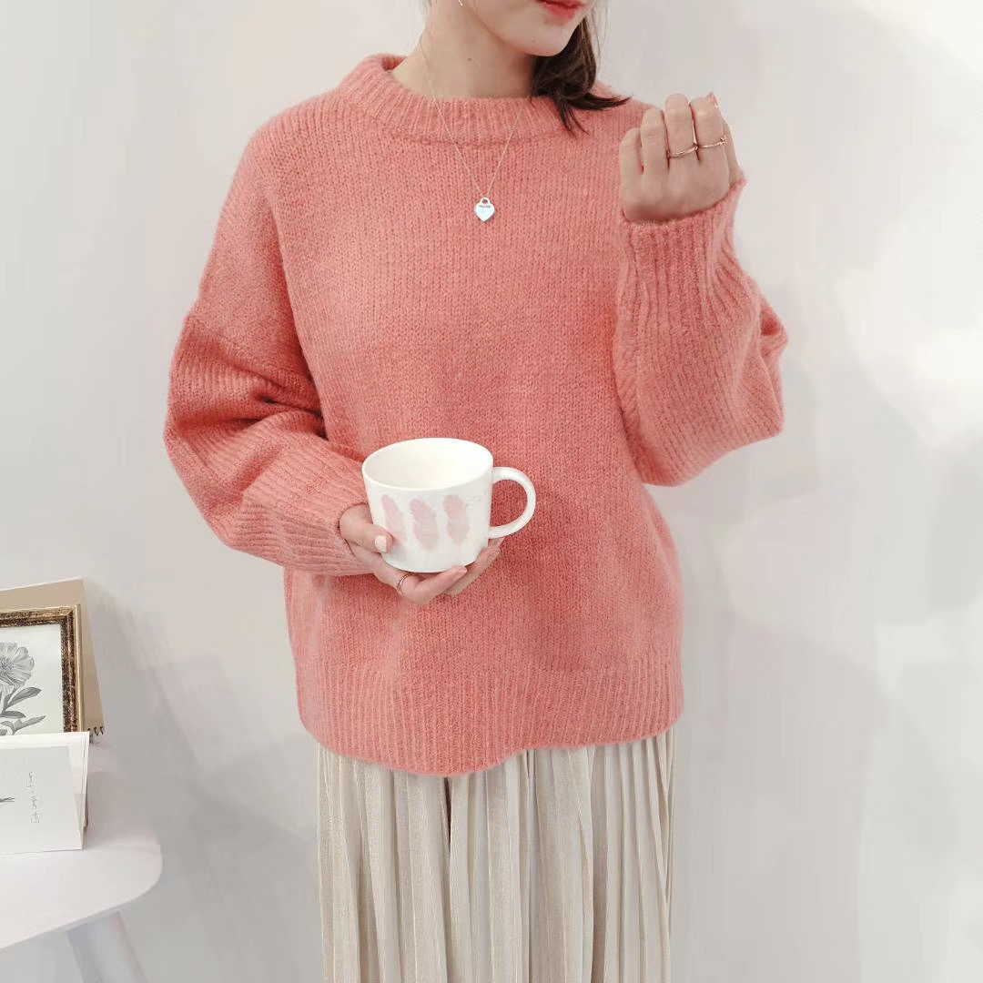 Seoulflash - Pull en maille unie à col rond