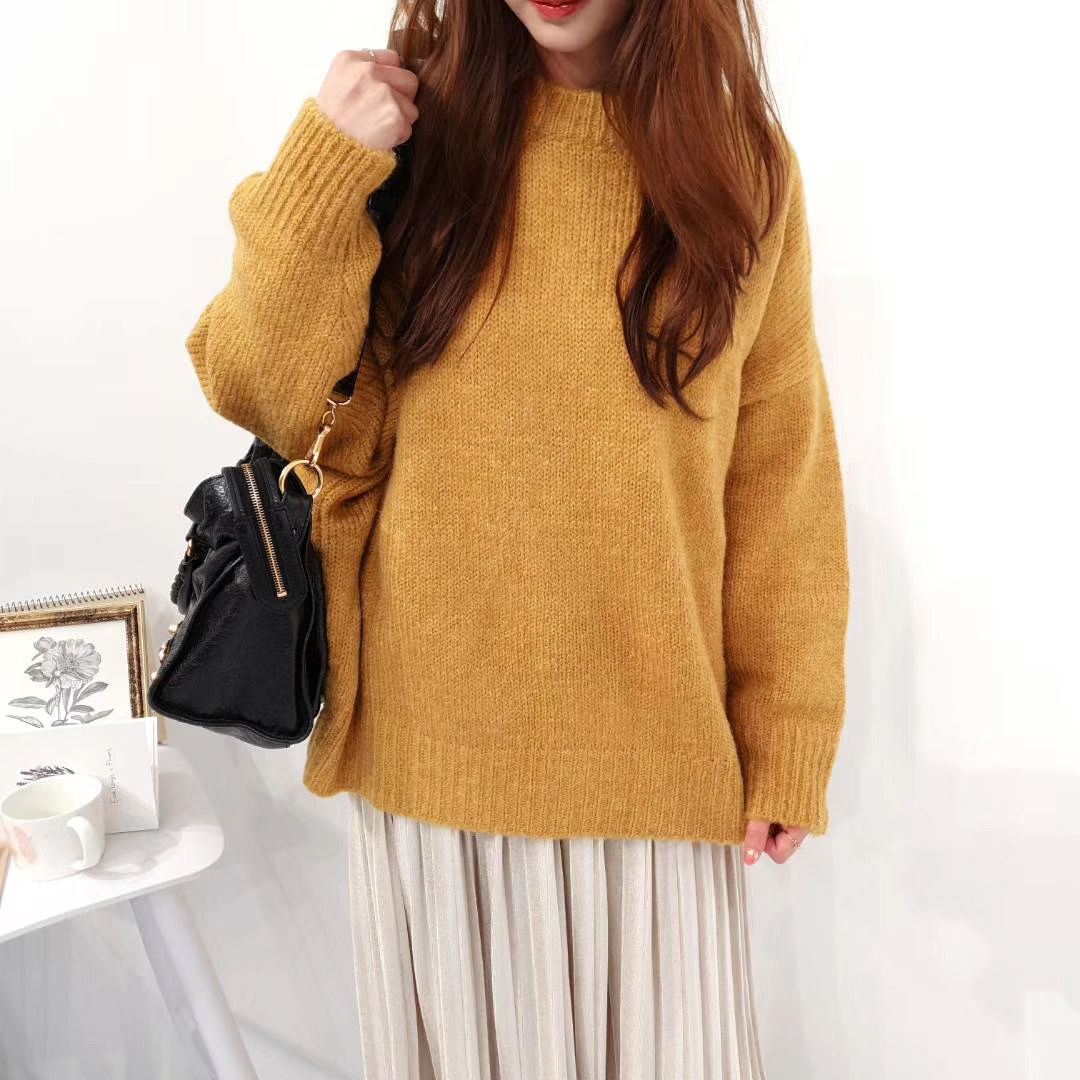 Seoulflash - Pull en maille unie à col rond