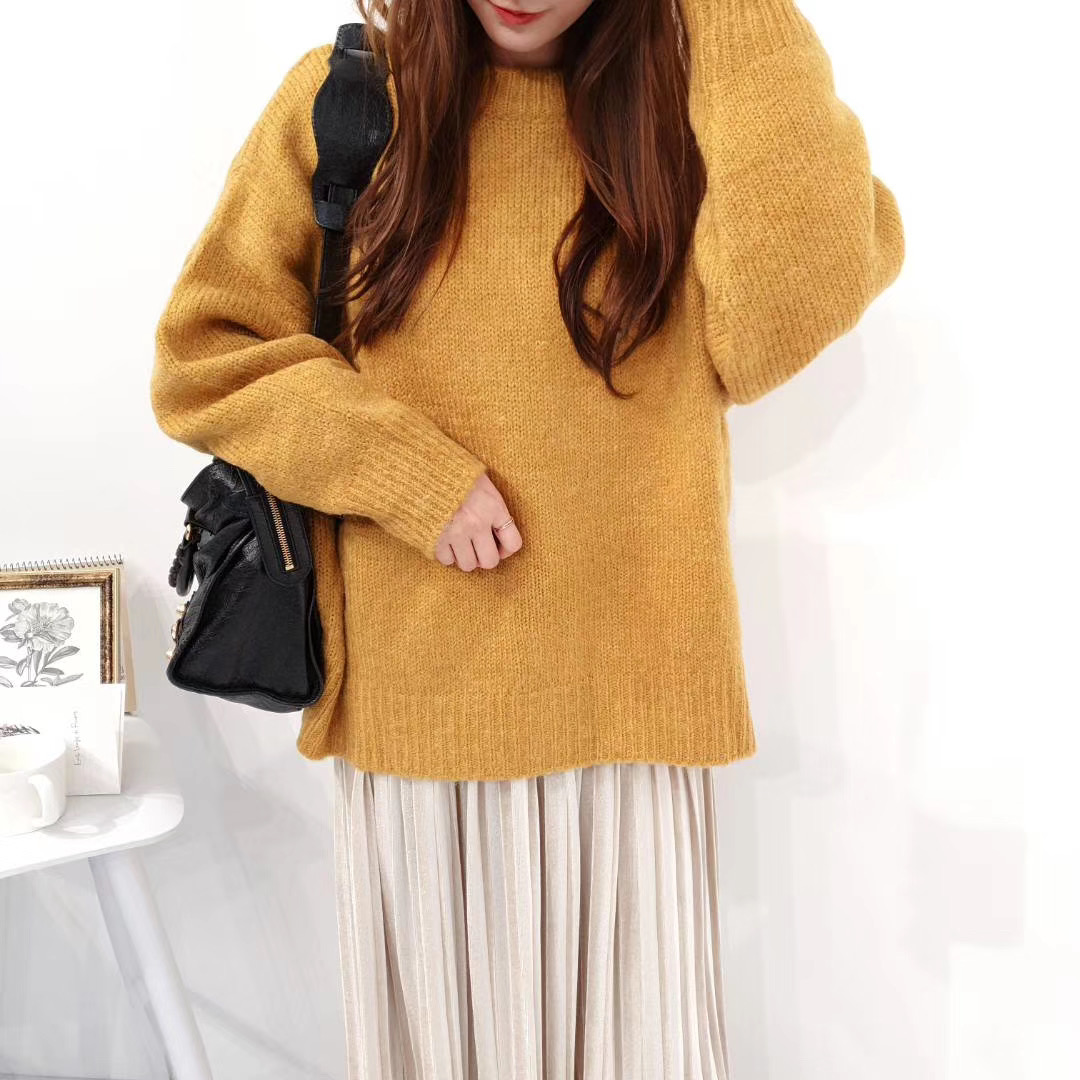 Seoulflash - Pull en maille unie à col rond