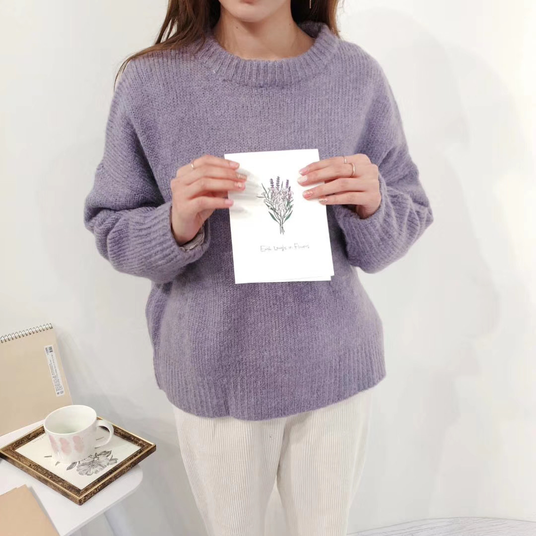 Seoulflash - Pull en maille unie à col rond