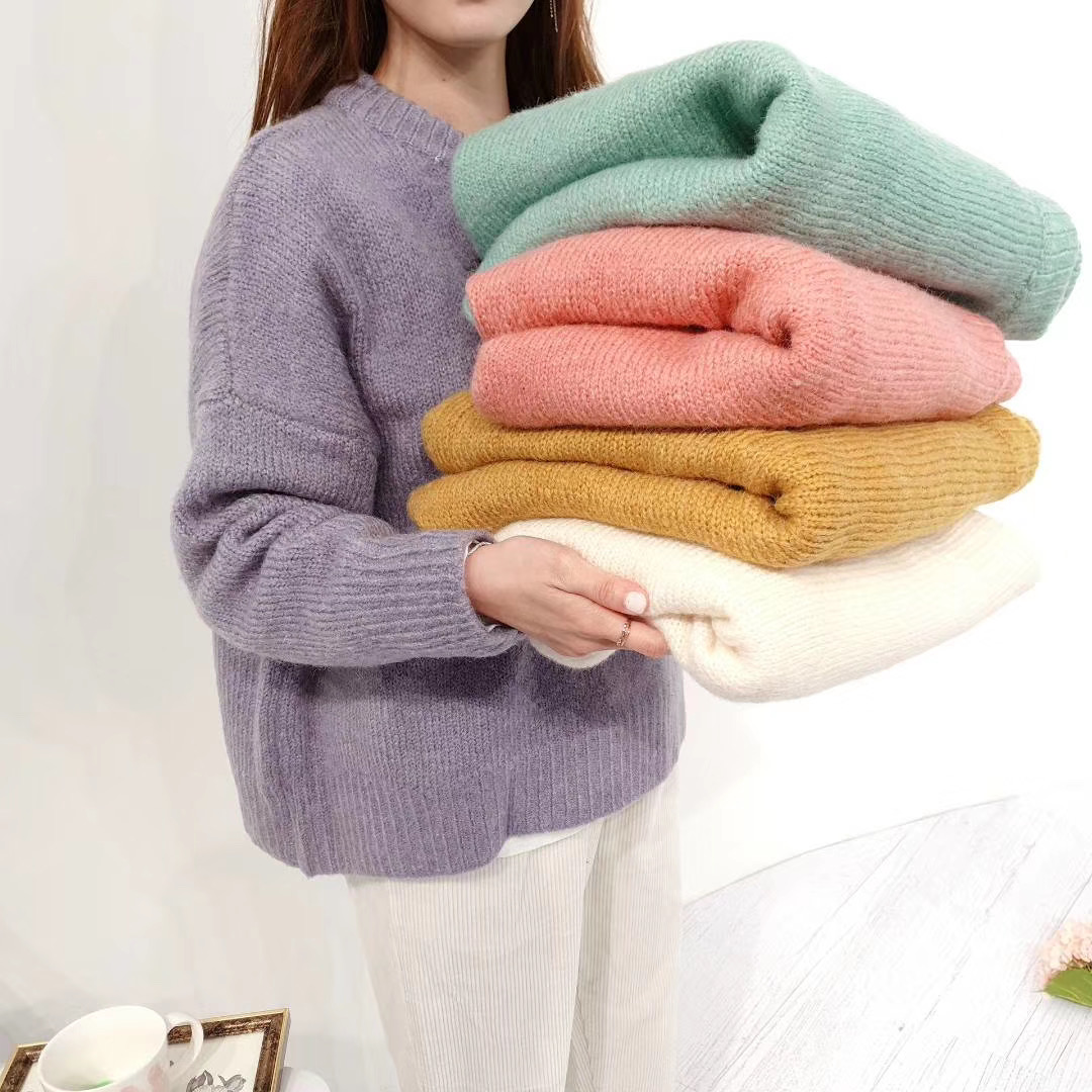 Seoulflash - Pull en maille unie à col rond