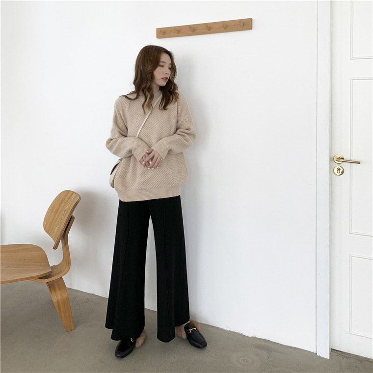 Bbuckkooki - Pantalon large en maille boutonnée à taille bande
