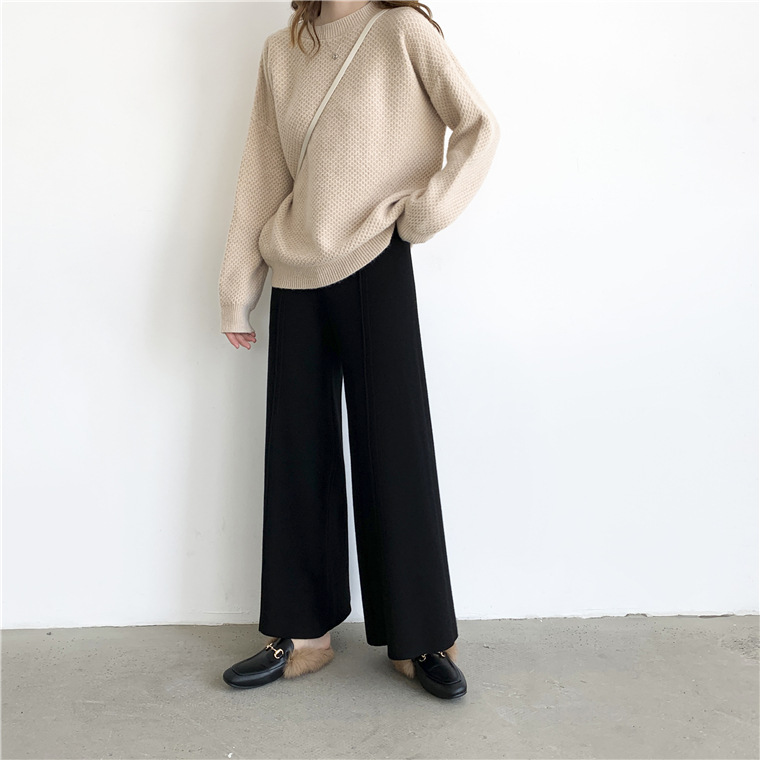Bbuckkooki - Pantalon large en maille boutonnée à taille bande