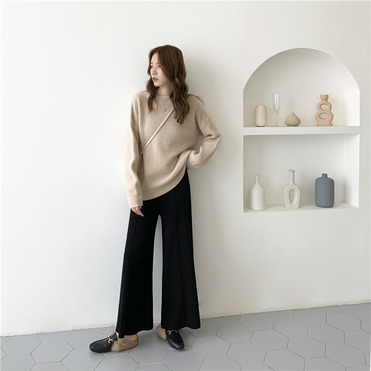 Bbuckkooki - Pantalon large en maille boutonnée à taille bande