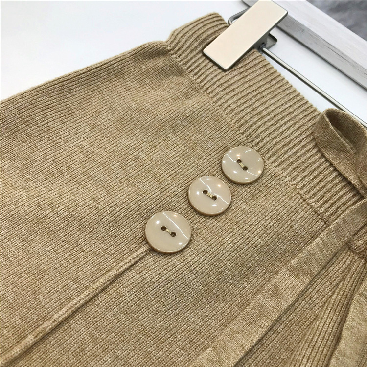 Bbuckkooki - Pantalon large en maille boutonnée à taille bande