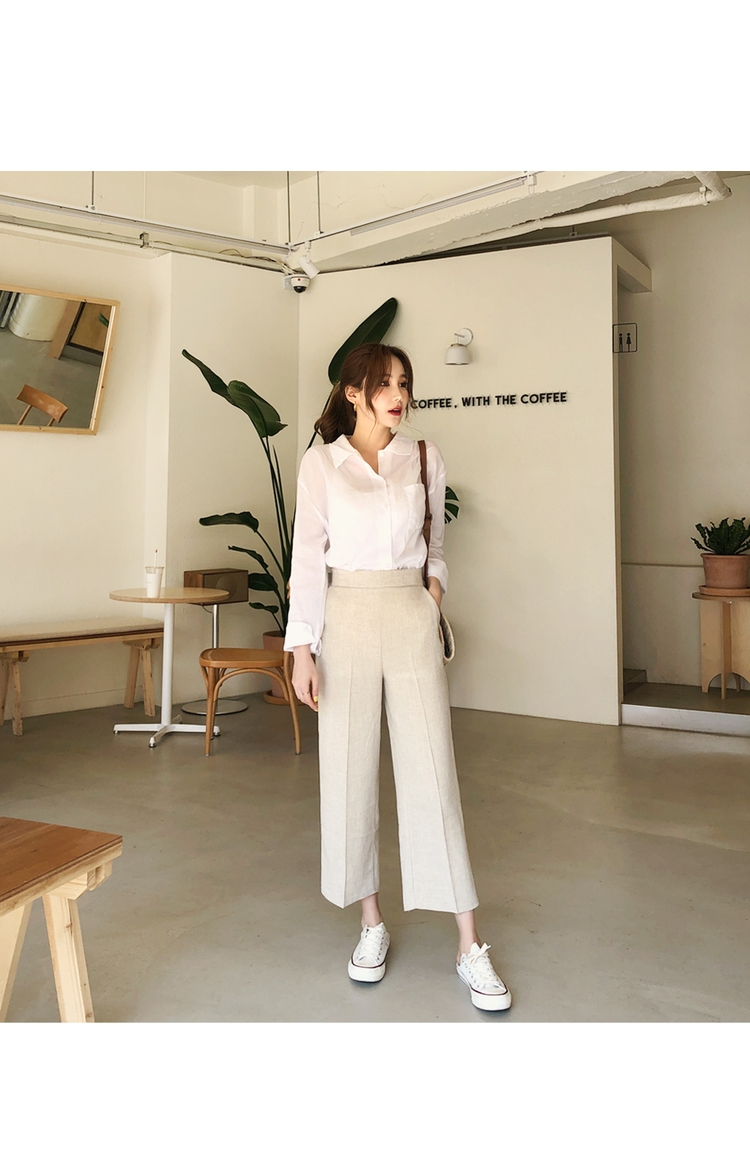 Cherryville - Band-Waist Cropped Straight-Cut Pants