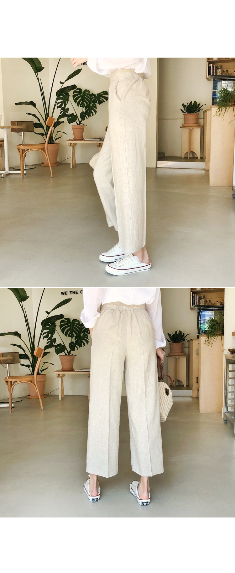 Cherryville - Band-Waist Cropped Straight-Cut Pants