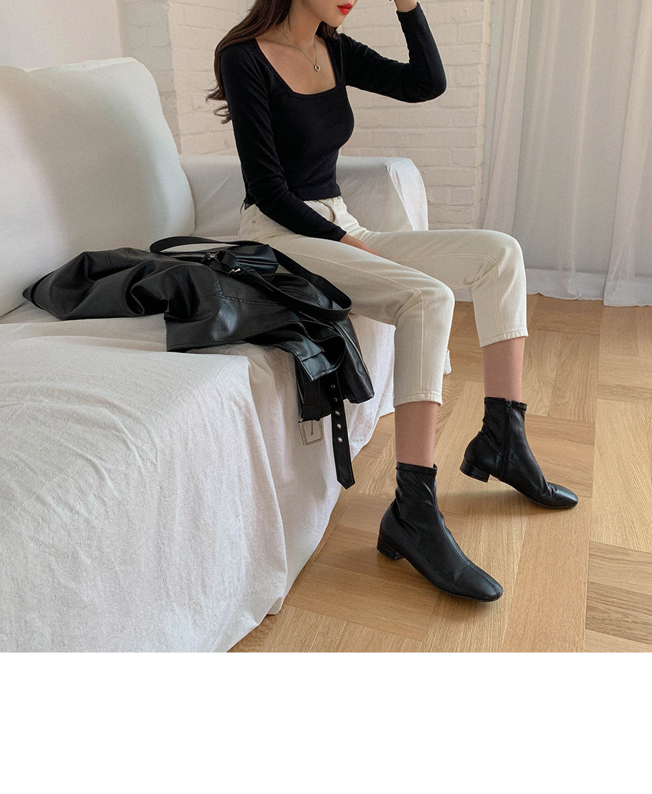 MERONGSHOP - Pantalon coupe droite taille haute raccourci