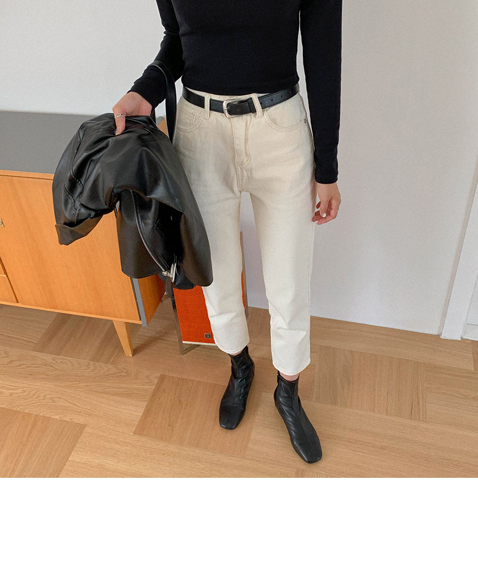MERONGSHOP - Pantalon coupe droite taille haute raccourci