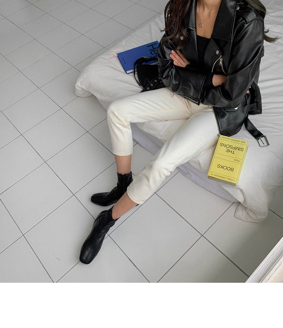 MERONGSHOP - Pantalon coupe droite taille haute raccourci
