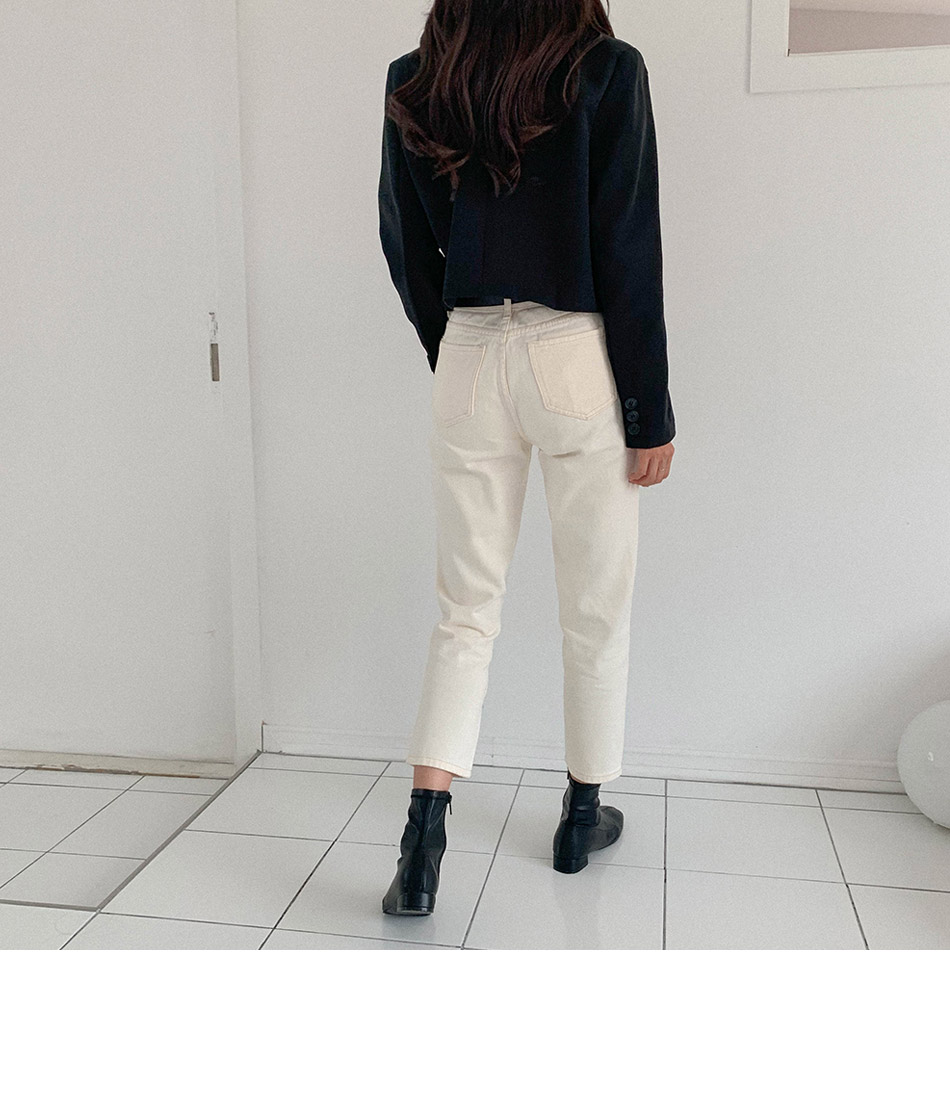 MERONGSHOP - Pantalon coupe droite taille haute raccourci