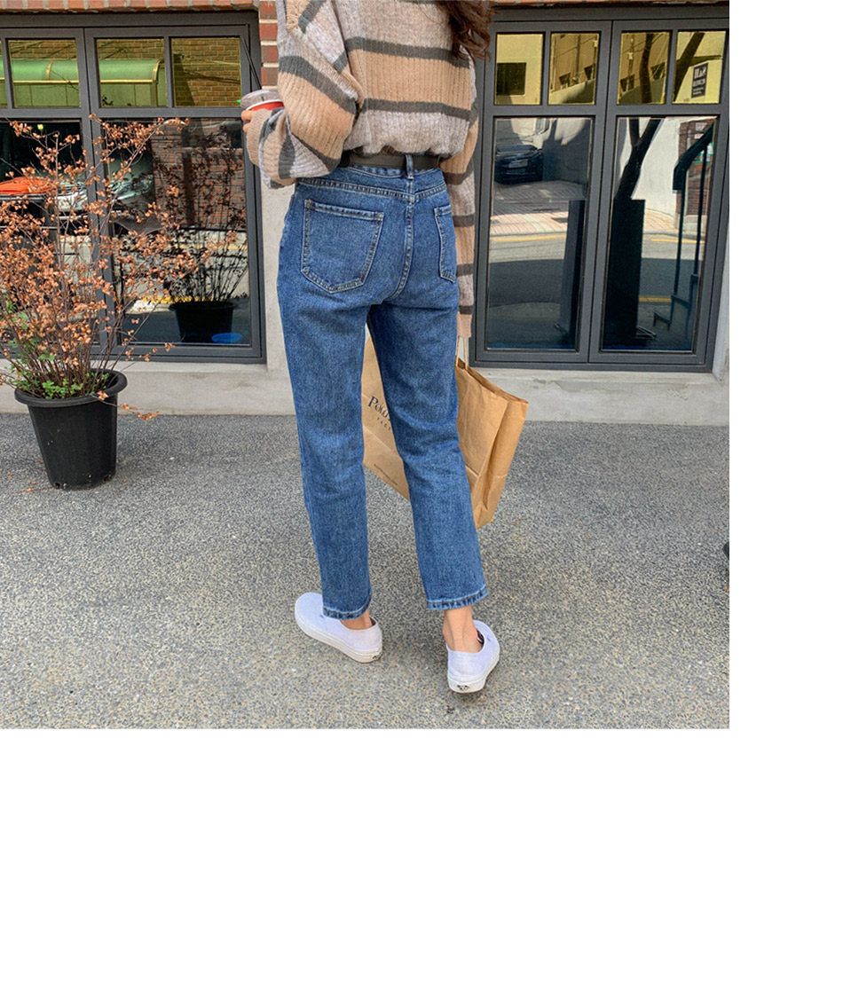 MERONGSHOP - Pantalon coupe droite taille haute raccourci