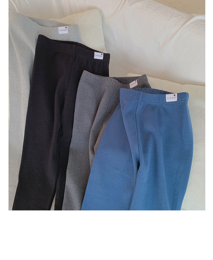 Rosy.B - Plain Fleece-Lined Ribbed Leggings