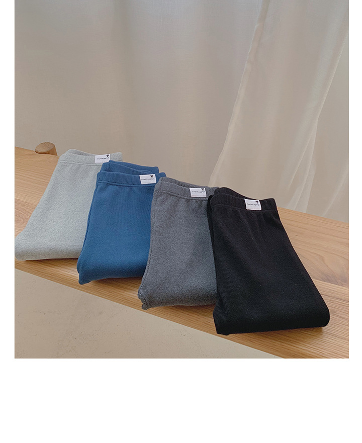 Rosy.B - Plain Fleece-Lined Ribbed Leggings