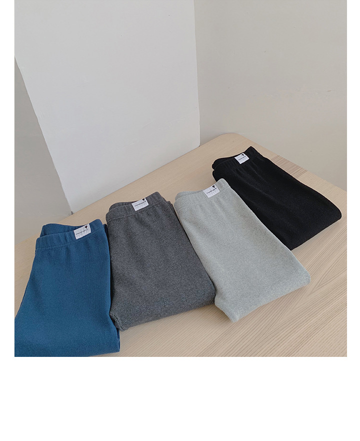 Rosy.B - Plain Fleece-Lined Ribbed Leggings