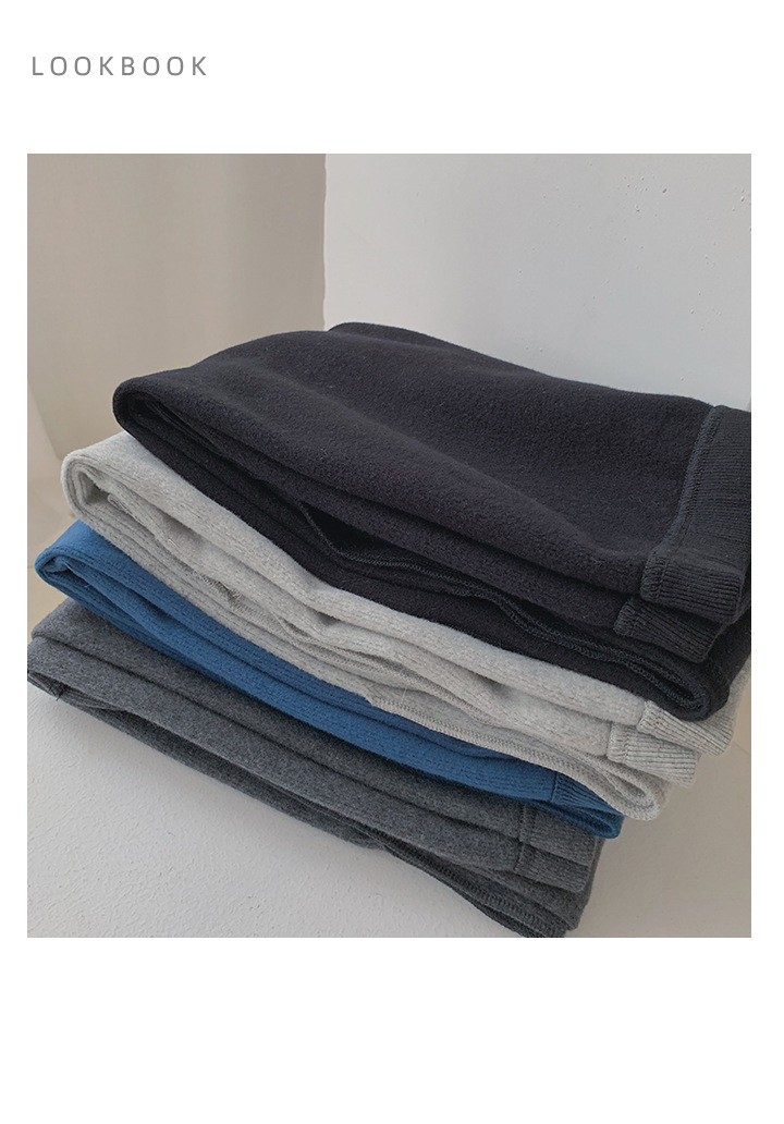 Rosy.B - Plain Fleece-Lined Ribbed Leggings
