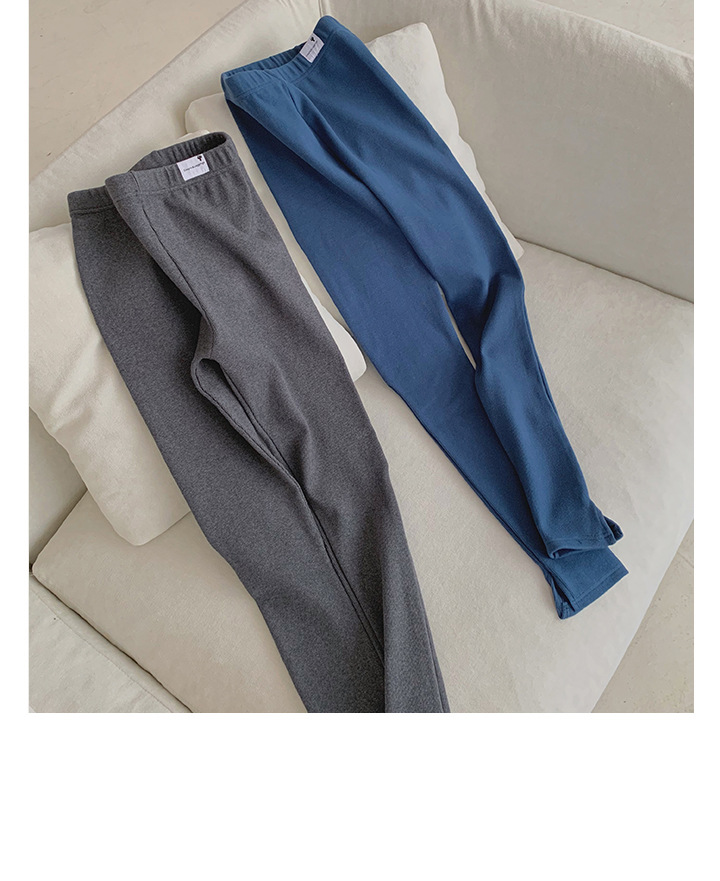 Rosy.B - Plain Fleece-Lined Ribbed Leggings