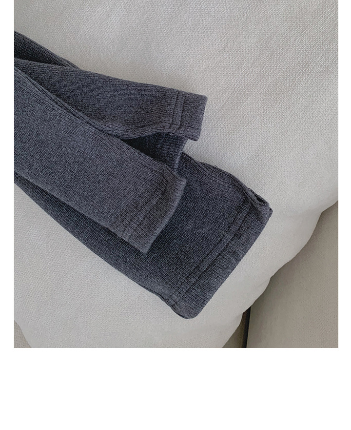Rosy.B - Plain Fleece-Lined Ribbed Leggings