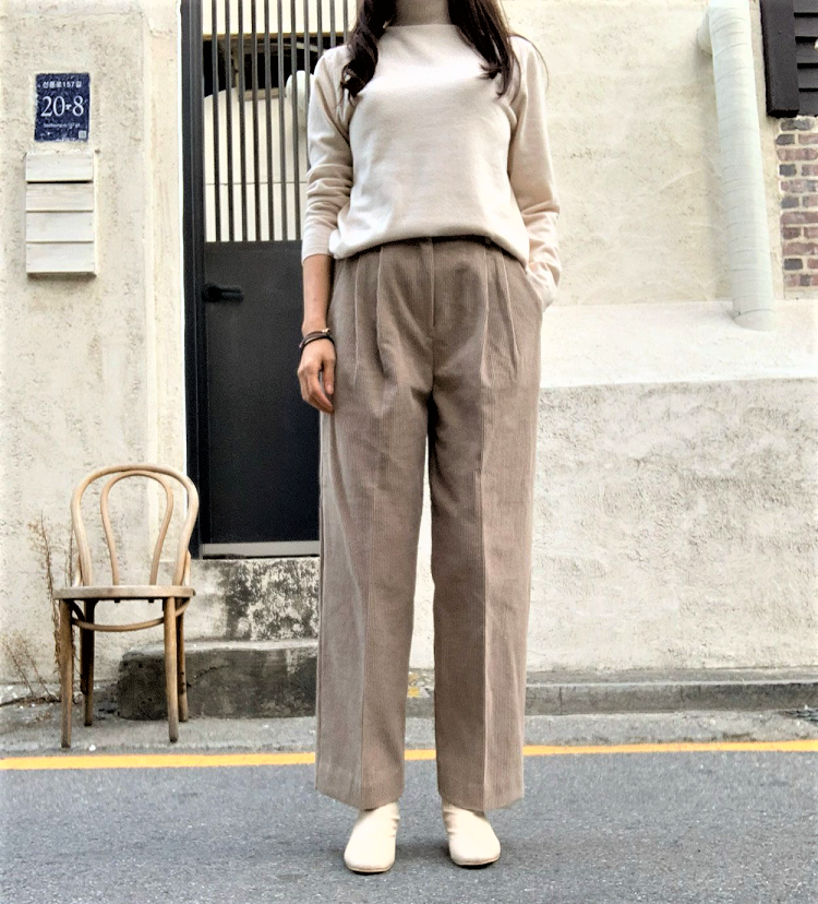 Souland - Pantalon ample en velours côtelé à taille bande