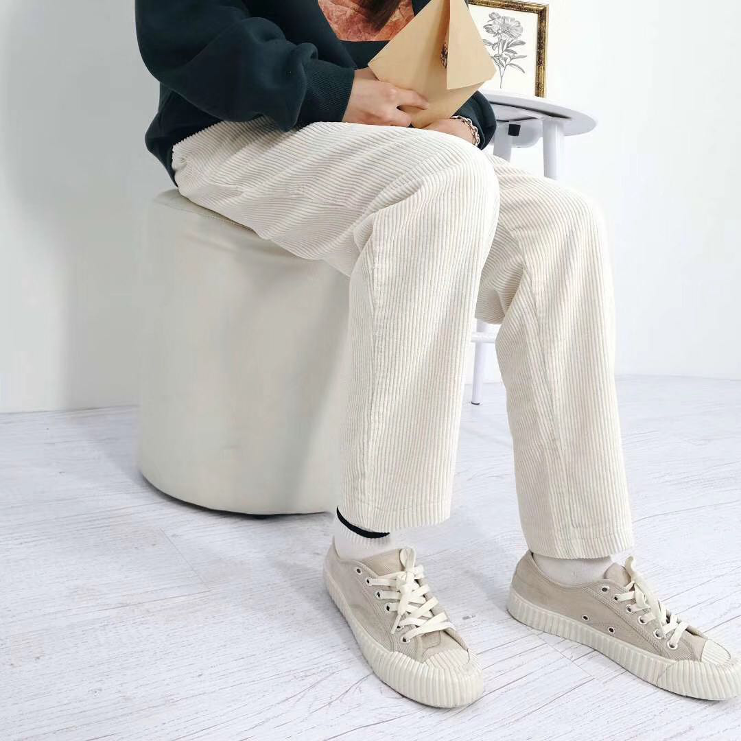 Seoulflash - Pantalon ample en velours côtelé à taille bande