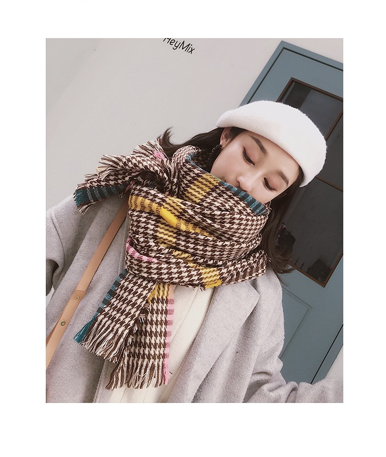Stylevana - Écharpe Houndstood en laine mélangée