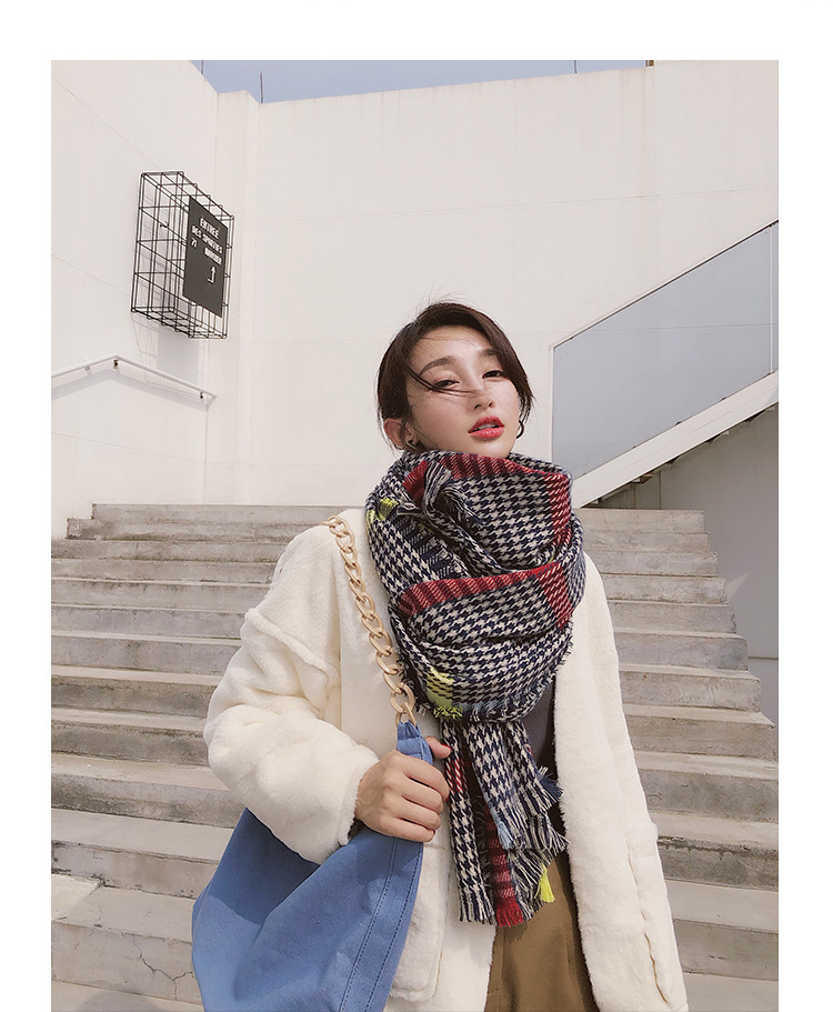 Stylevana - Écharpe Houndstood en laine mélangée