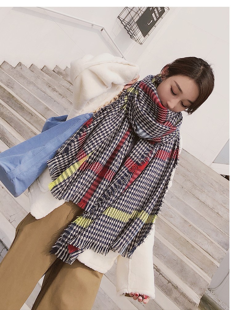 Stylevana - Écharpe Houndstood en laine mélangée
