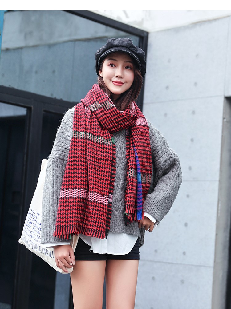 Stylevana - Écharpe Houndstood en laine mélangée