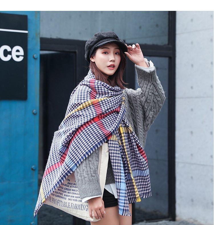 Stylevana - Écharpe Houndstood en laine mélangée