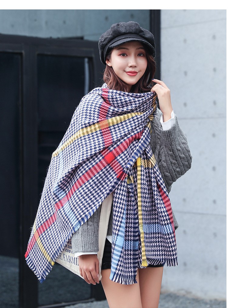 Stylevana - Écharpe Houndstood en laine mélangée