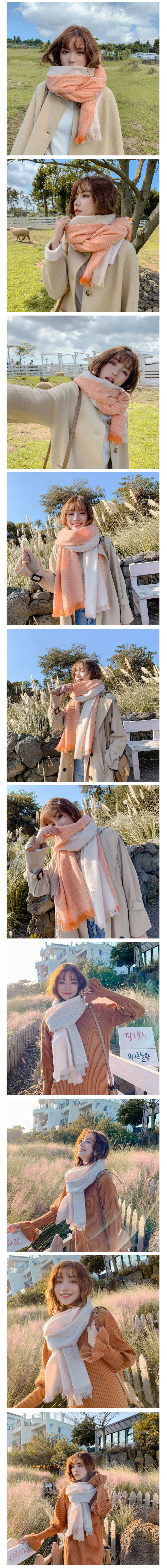 Stylevana - Écharpe en tricot à motif bicolore