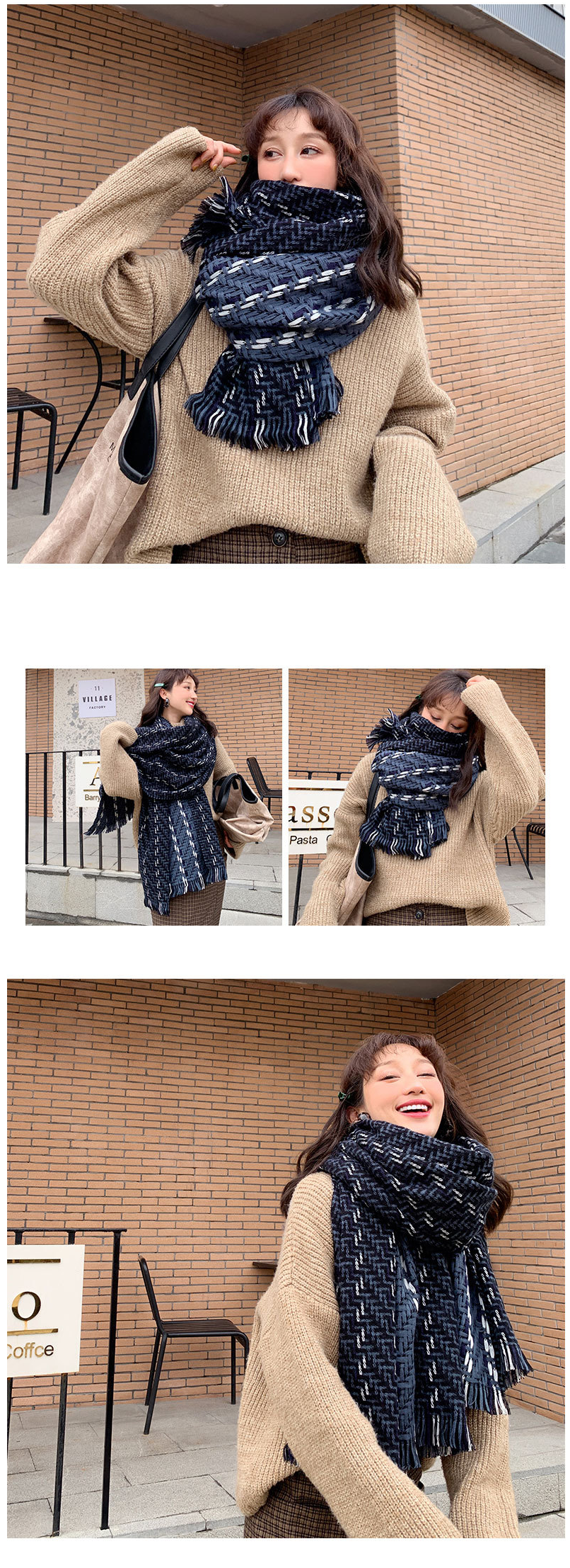 Stylevana - Écharpe en tweed à motifs