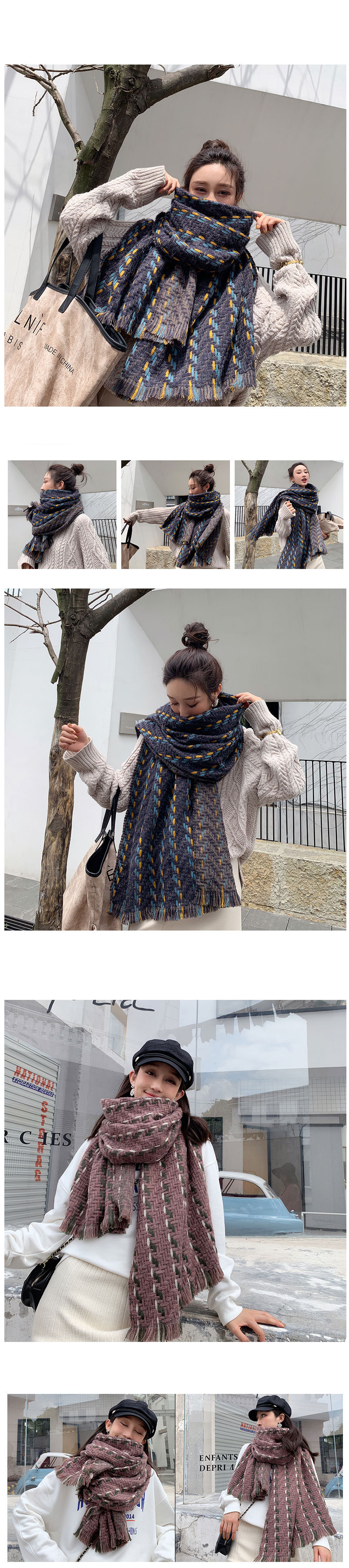Stylevana - Écharpe en tweed à motifs