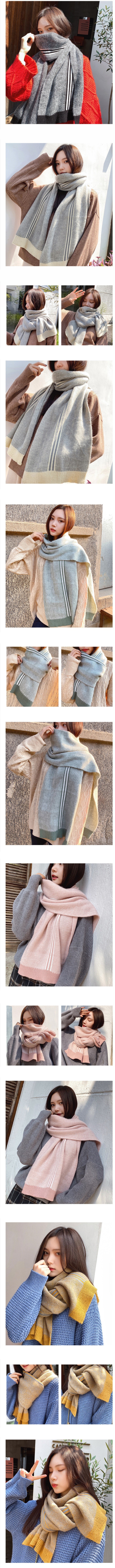 Stylevana - Écharpe en tricot à rayures contrastantes