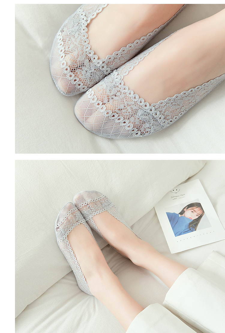 Stylevana - Set of 3: Non-Slip Invisible Socks (Grey,White, Pink)