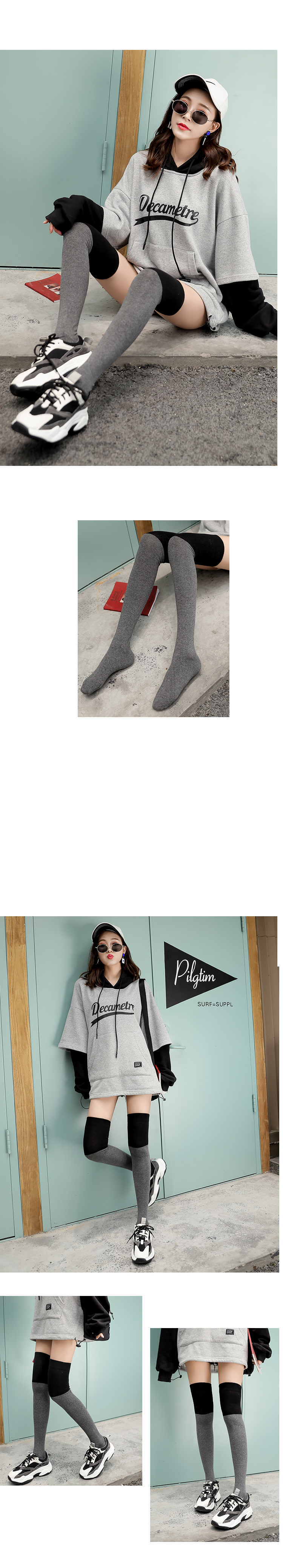 Stylevana - Color-Block Overknee Socks