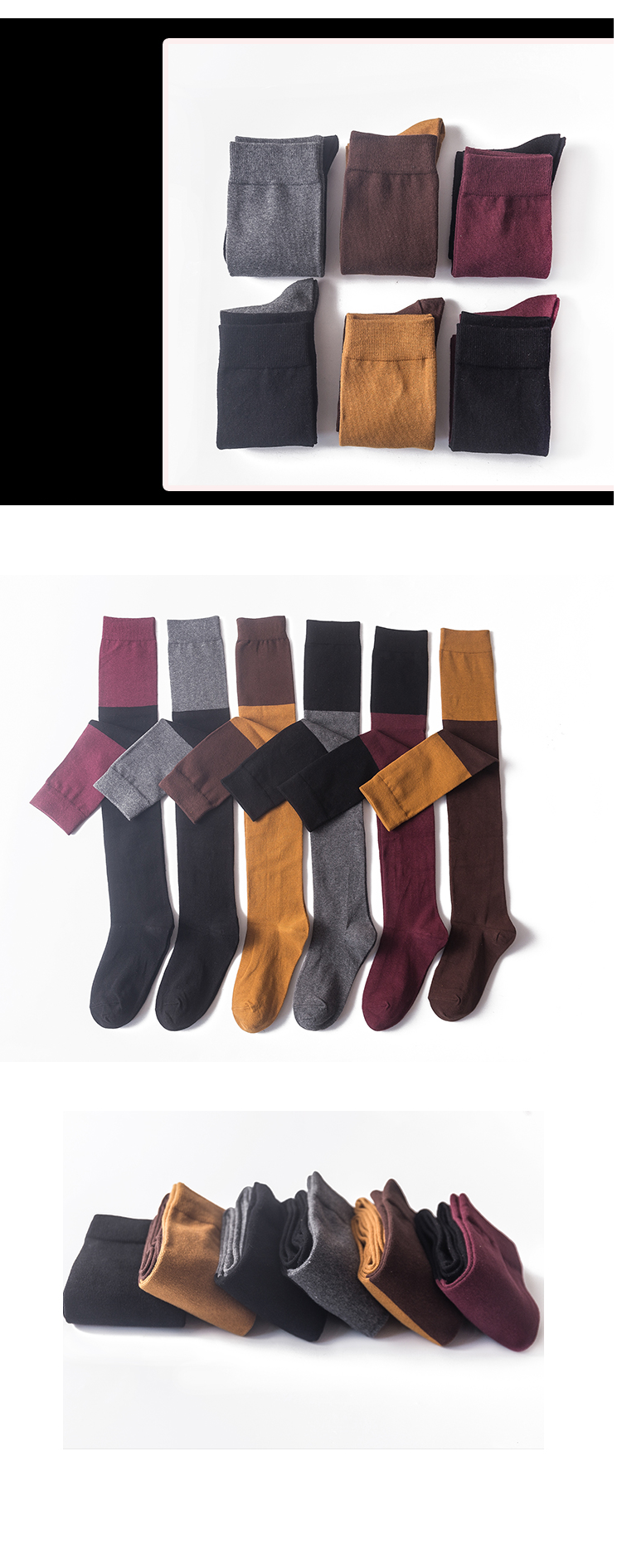 Stylevana - Color-Block Overknee Socks