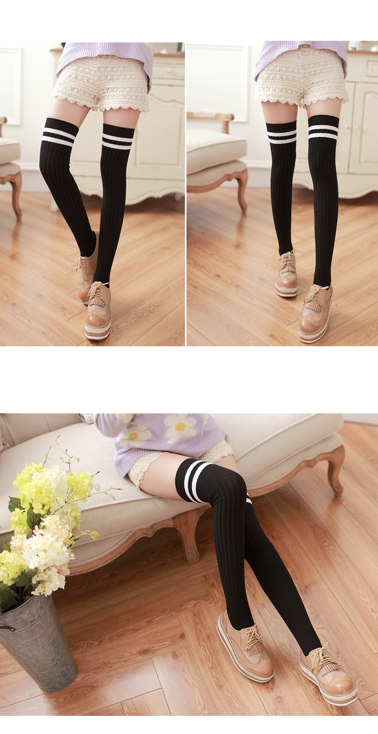 Stylevana - Striped Overknee Knit Socks