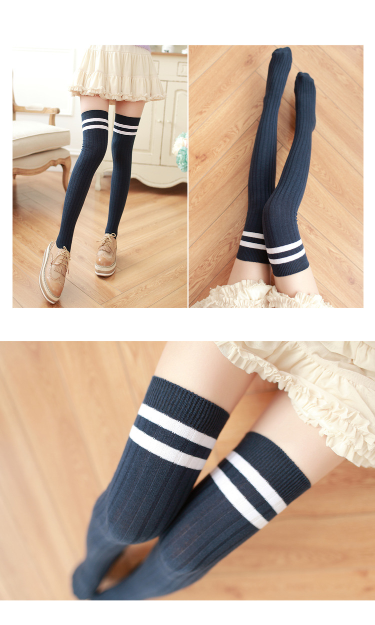 Stylevana - Striped Overknee Knit Socks