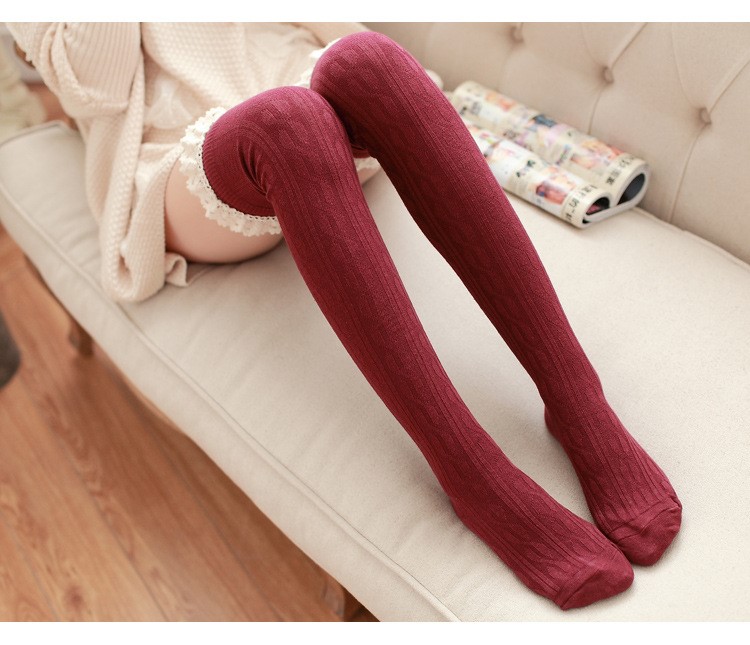 Stylevana - Crochet Lace Trim Patterned Overknee Socks