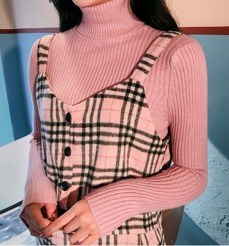 Icecream12 - Haut camisole court à carreaux écossais + Mini-jupe à taille bandeau