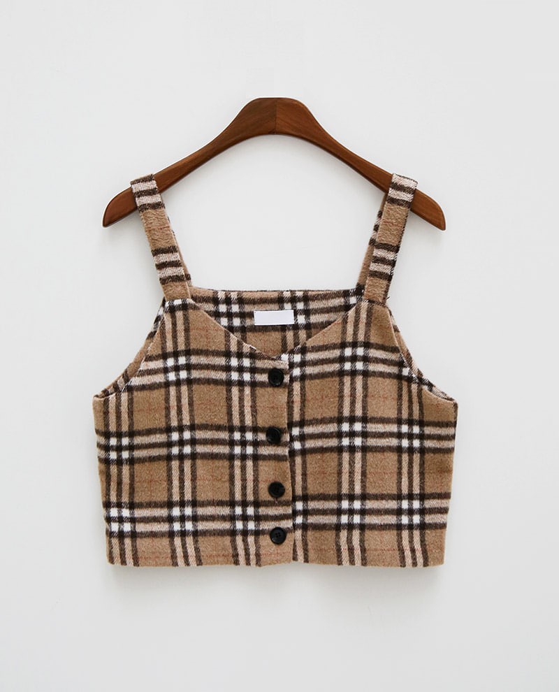 Icecream12 - Haut camisole court à carreaux écossais + Mini-jupe à taille bandeau