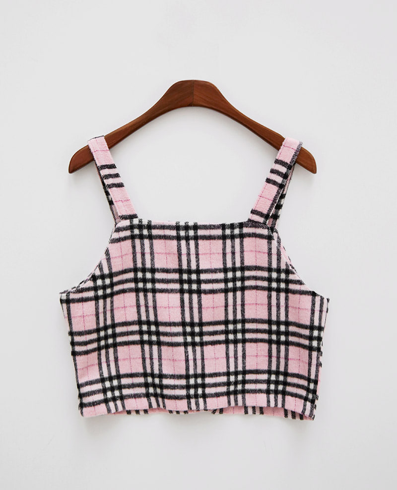 Icecream12 - Haut camisole court à carreaux écossais + Mini-jupe à taille bandeau
